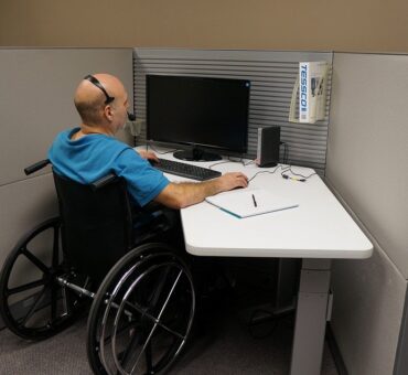 Disabled veteran at work.